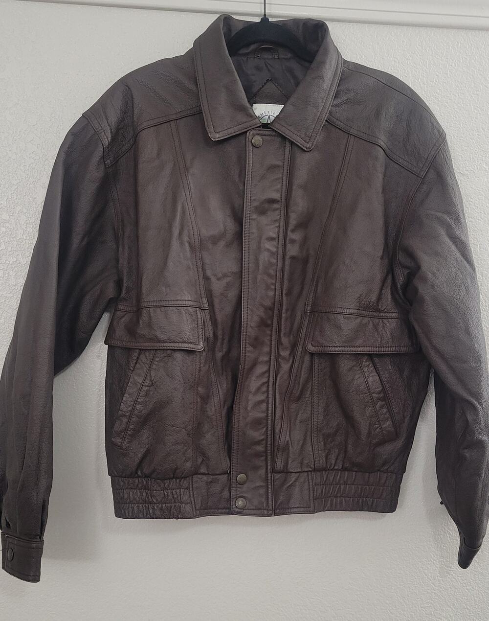 American Weekend Men's Size 40 Brown Genuine Leather Bomber Jacket